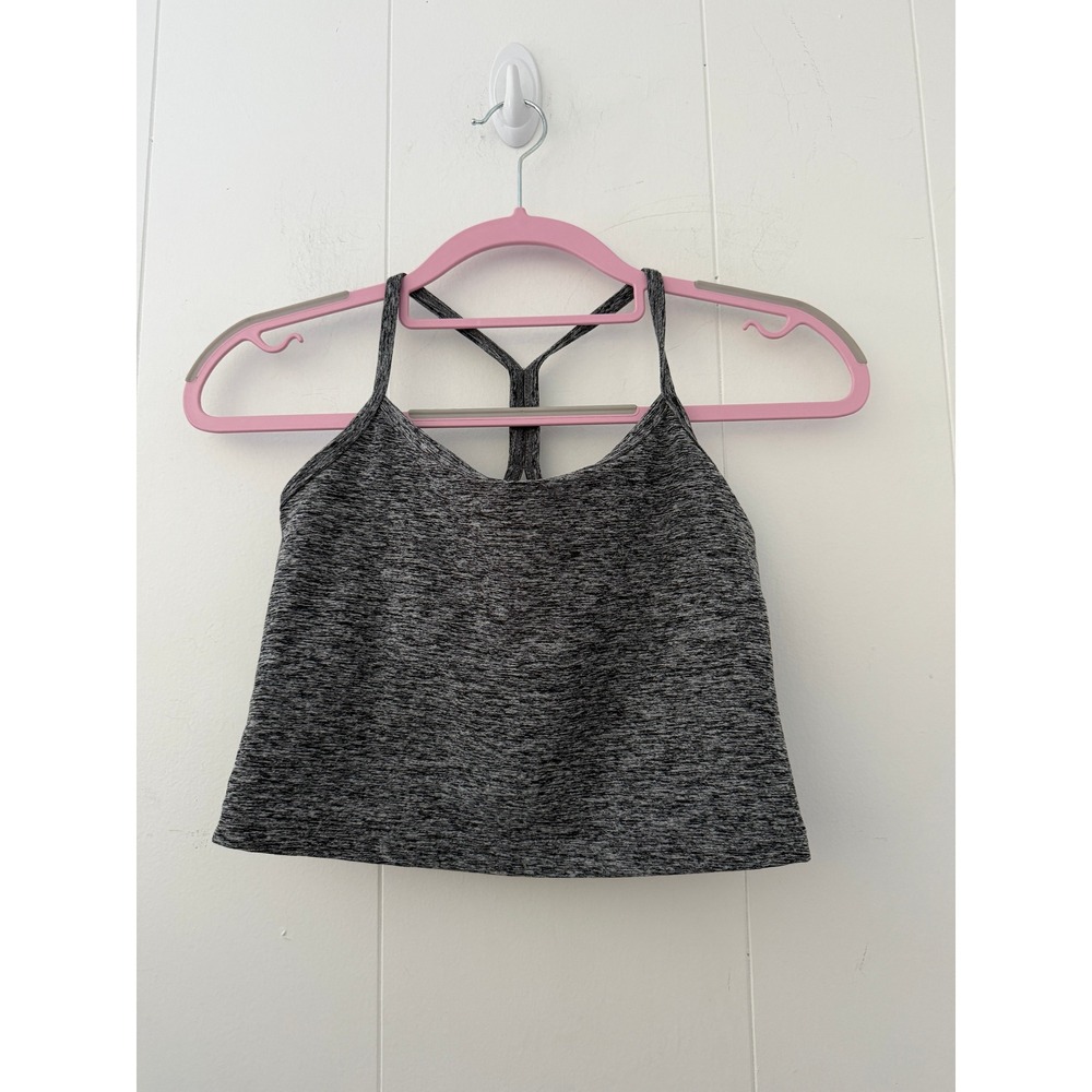 Beyond Yoga Spacedye Slim Racerback Cropped Tank Top Gray Heather Medium